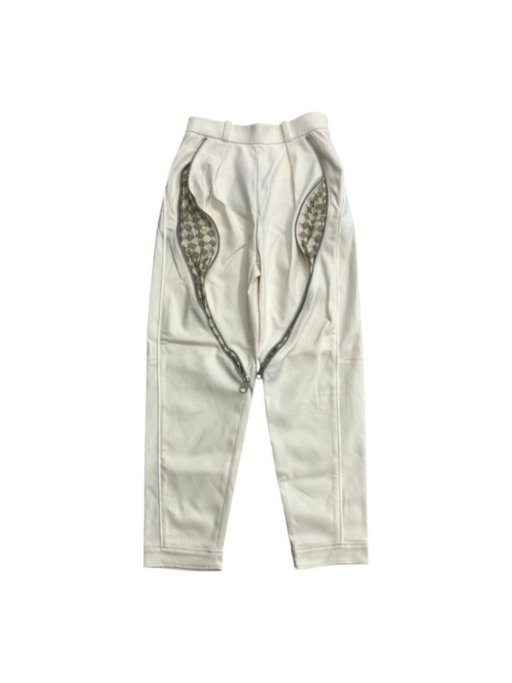 Louis Vuitton Zip Design Carrot Pants Back Damier Tapered White 36